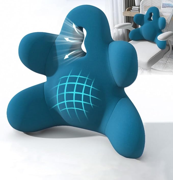 Lumbar Support Pillow for Office Chair, Back Pillow Lumbar Support for Car, Chair, Sofa - Improve Lower Back Pain Relief & Sitting Posture, Memory Foam Back Cushion for Long Sitting (Blue-01)