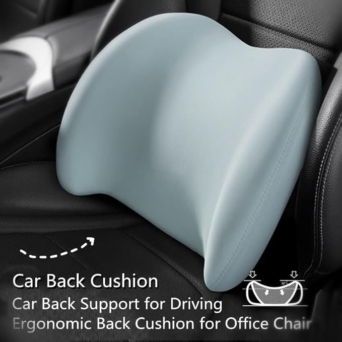 Car Headrest & Lumbar Support Cushion Kit, Ergonomic Car Seat Neck Pillow and Backseat Cushion for Driving Fatigue Relief, Driving Seat Memory Foam Neck Back Rest Pillows (Blue)