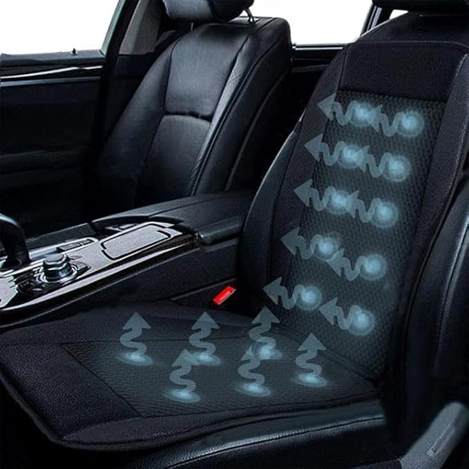 ZONETECH Cooling Car Seat Cushion 12V Black Automotive Adjustable Temperature Comfortable Car Seat Cover