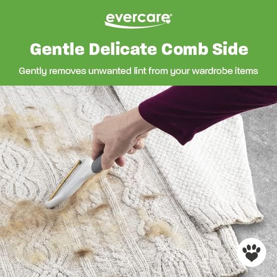 Evercare Duo Pet Hair and Lint Remover with 2 Refills, Dual-Sided Comb for Removing Pet Hair and Lint from Clothing and Furniture White