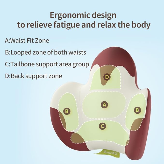Lumbar Support Pillow for Office Chair, Gaming Chair, Car Driver Seat Back Cushion, Bed & Couch, Gifts for Friends and Parents,Ergonomic Back Support Pillow with Comfortable Memory Foam(Red/White)