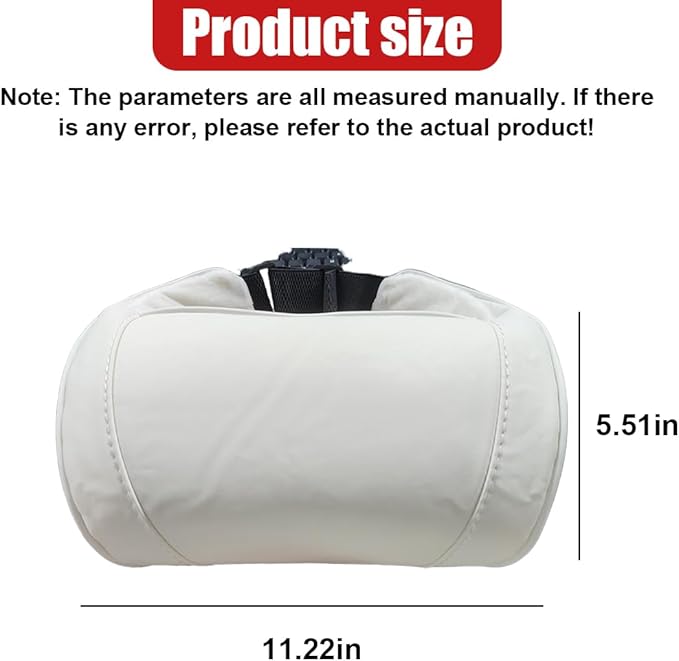 Car Neck Pillow, Memory Foam Ergonomic Auto Headrest Cushion Pillow, Relieve Driving Fatigue Car Neck Support Pillows, Comfortable Leather Vehicle Seat Pillows with Adjustable Strap (White)