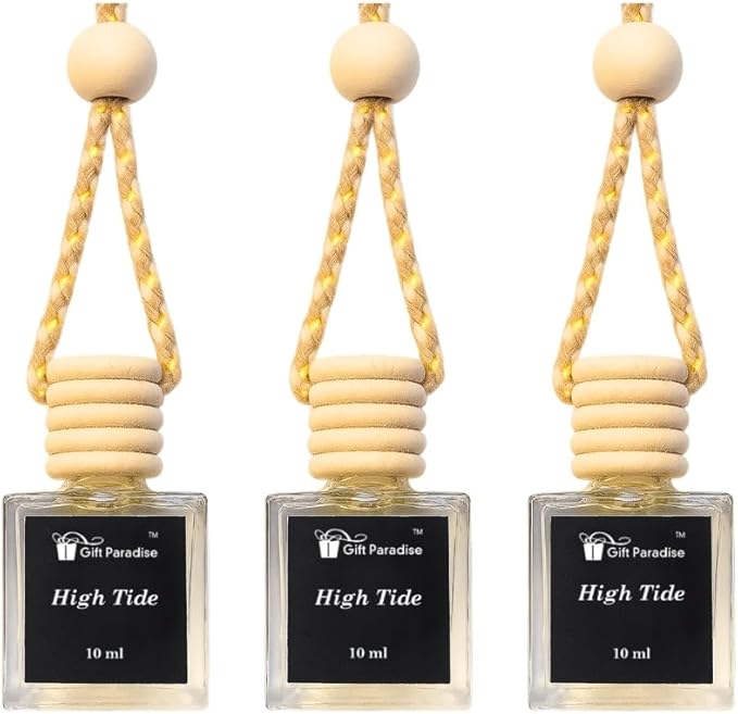 Gift Paradise® High Tide Car Air Freshener Set of 3 – 10 ml Hanging Diffusers, Fresh Ocean Aquatic Scent, Long Lasting Fragrance for Car, Home & Office – Magnetic Gift Box