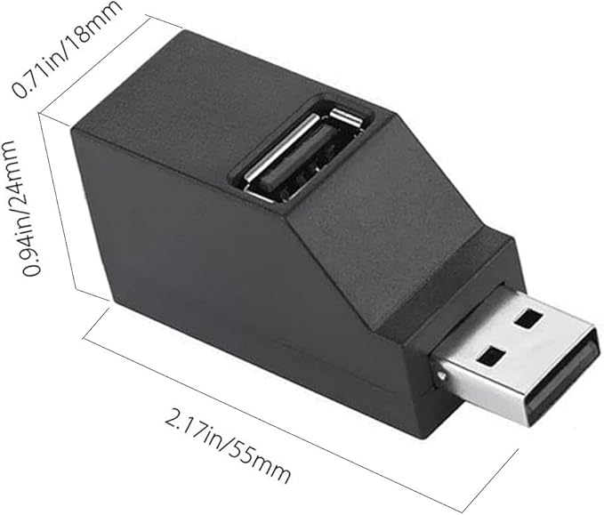 USB 2.0 Splitter,[2 Pack ] 3-Port USB 2.0 Hub High Speed Splitter, USB Splitter Adapter Portable for PC, Laptop -White Black