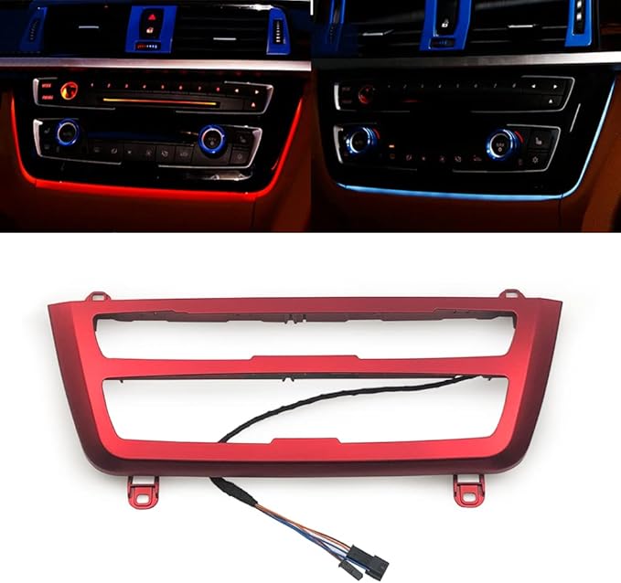 Car Inner Air Condition A/C Panel LED Lighting Ambient Light Trim Accessories For BMW 3 4 Series 3GT F30 F36 M3 M4 Center Control Two-color Atmosphere Lamp Panel Replacement Cover (Sport Red)