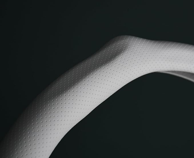 Quick Install Sporty White Perforated Nappa Leather Steering Wheel Cover for Tesla Model Y White Trim
