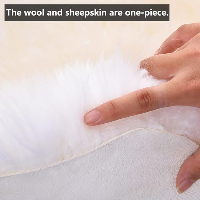 LLB Auto Center Console Cover Pad Universal Fit for SUV/Truck/Car, Genuine Sheepskin Wool Fur Car Armrest Seat Box Cover, Furry Fluffy Auto Armrest Cover Protector (White)