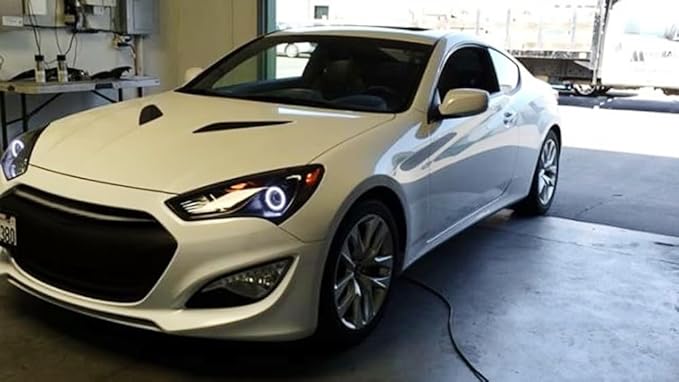iJDMTOY Frosted Surface 6000K Xenon White SMD LED Angel Eyes Halo Ring Kit Compatible with 2010-2016 Hyundai Genesis Coupe, 2010-2015 Kia Optima K5