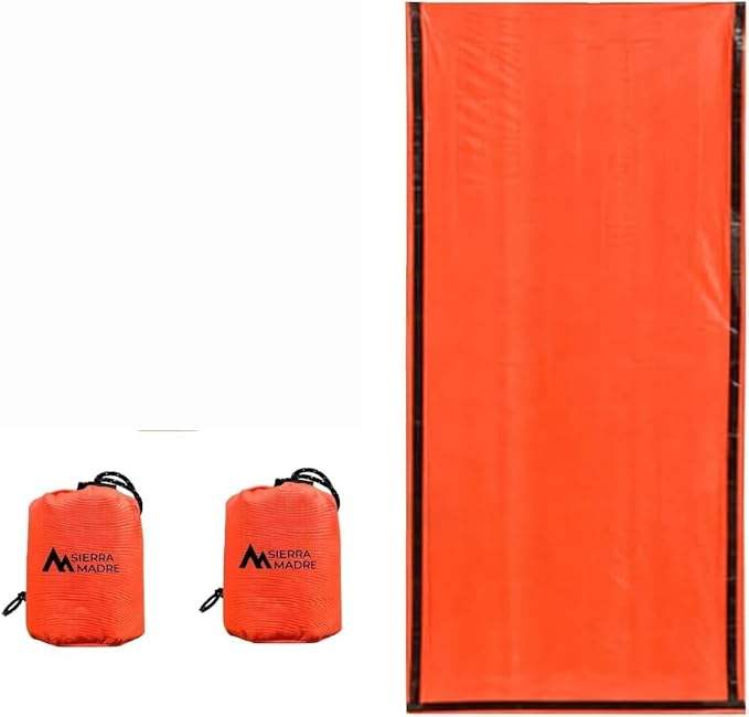 Sierra Madre Emergency Sleeping Bag – Ultralight, Waterproof Mylar Thermal Bivy Sack Tent for Hiking, Bug-Out Bags, Survival Kits