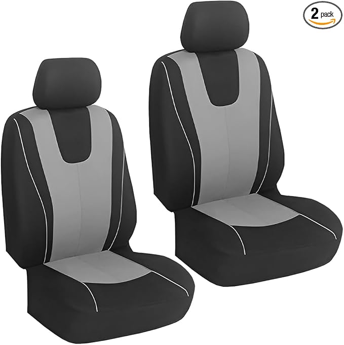 YoRise 2PCS Car Seat Covers, Comfortable Breathable Front Seat Covers, Highly Elastic Automotive Seat Protector Cover Accessories for RV, SUV, Truck, Sedan (Gray)