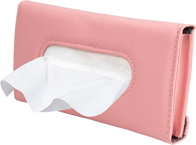 Car Tissue Holder, Sun Visor Napkin Holder, Backseat Napkin Case, Premium Tissues Box, Vehicle Interior Accessories Universal for Car SUV Pickup Truck (Pink)