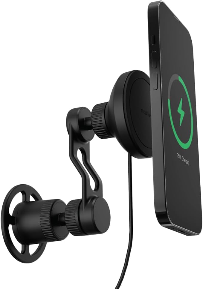 Mophie Snap+ Wireless Charging Vent Mount – MagSafe Compatible, Fast 7.5W Charging, Universal Fit, Adjustable Arm, Secure Twist-Lock, Compatible with iPhone 16, 15, 14, 13 & 12 Series, Black