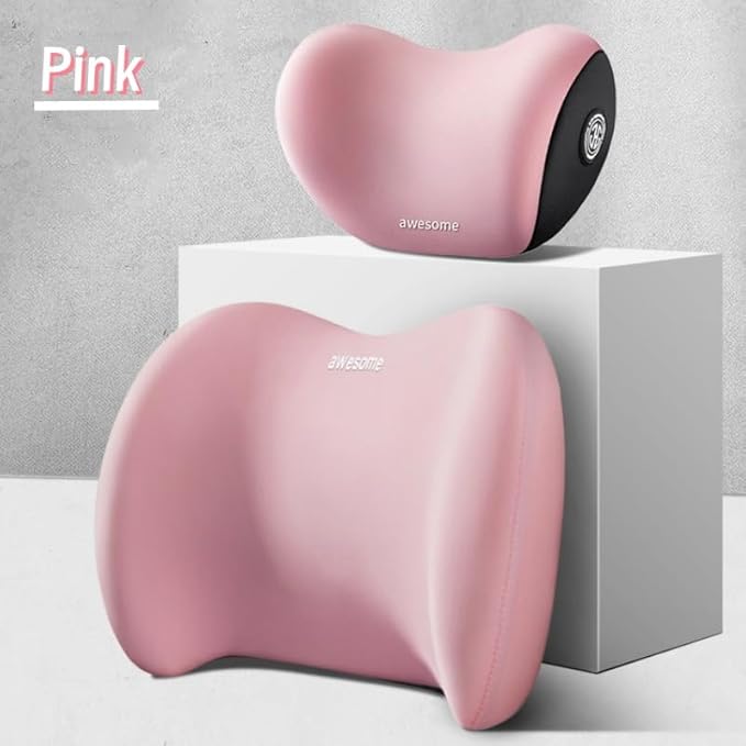 Car Headrest & Lumbar Support Cushion Kit, Ergonomic Car Seat Neck Pillow and Backseat Cushion for Driving Fatigue Relief, Driving Seat Memory Foam Neck Back Rest Pillows (Pink)