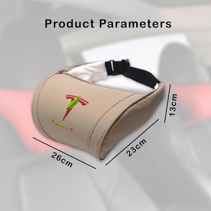 Car Headrest Neck Pillow Support Memory Foam Ergonomic Design Accessory for Driving Seat Fatigue Relief Compatible with Model S X 3 Y & Cybertruck - 1 Piece