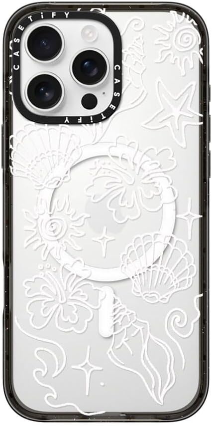 CASETiFY Impact iPhone 16 Pro Max Case [Slim/Compatible with Magsafe / 8.2 ft. 4X Military Grade Drop Protection] - Sea Shore - Clear Black