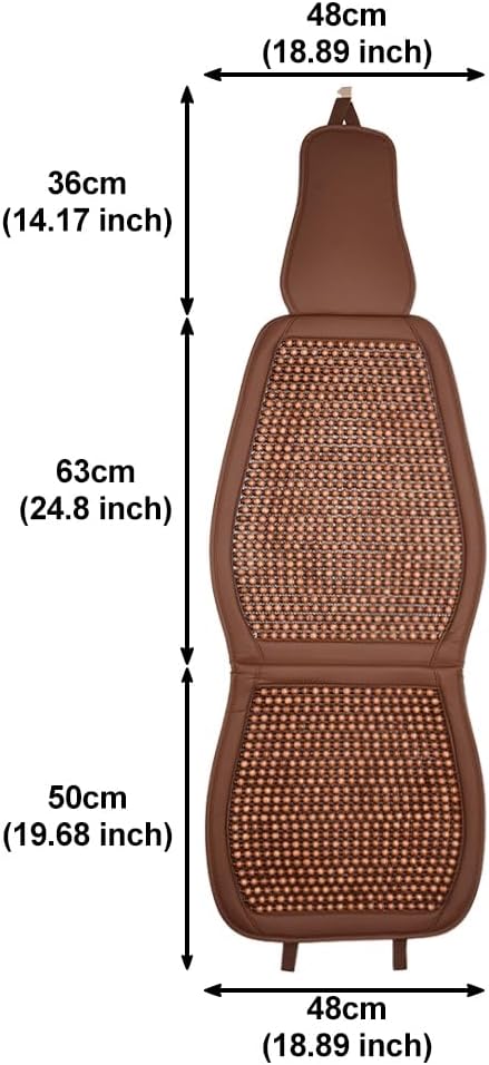 Blueshyhall Cooling Wooden Beaded Car Seat Cover Comfortable Massage Support Cushion for SUV Auto Office Home Seat Chair - Brown 2 Pcs