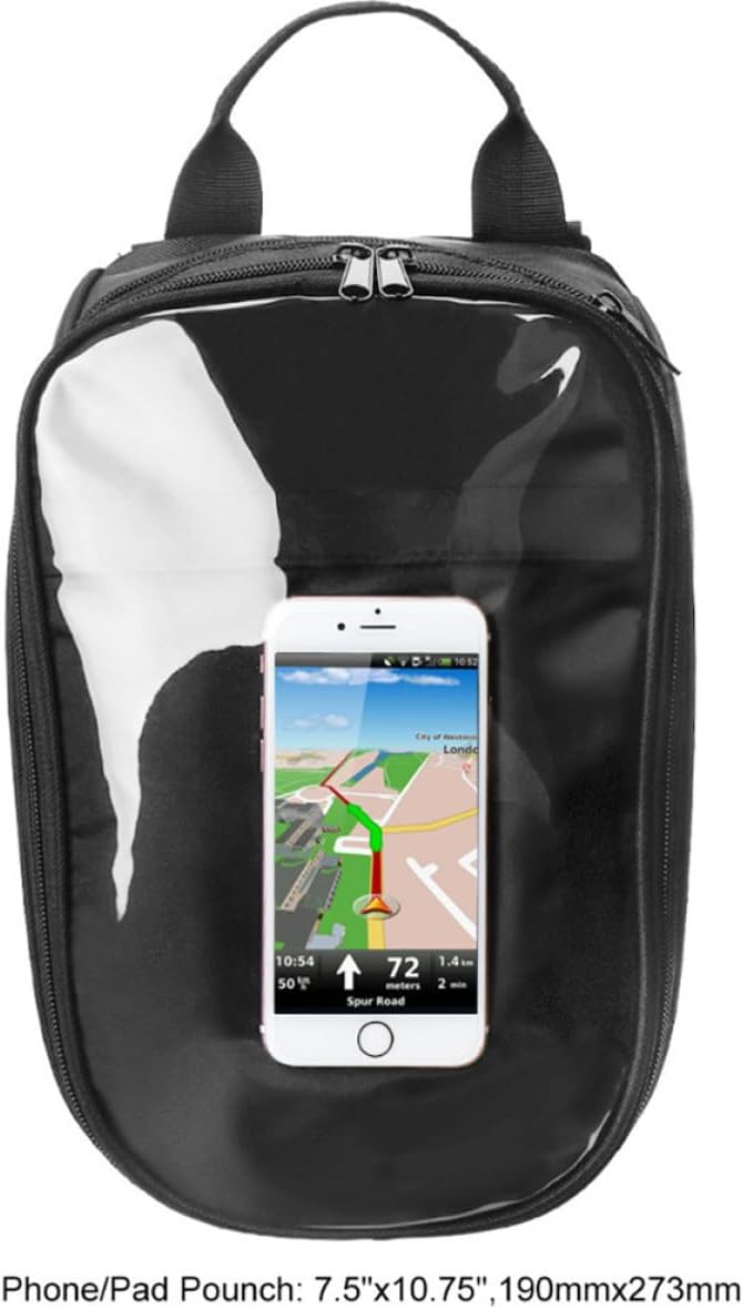 PRETYZOOM Motorcycle Magnetic Tank Bag Waterproof Storage Carrier Bag for Motorbike Cycling with Tool Compartment Compatible with Magnetic Tank Surfaces