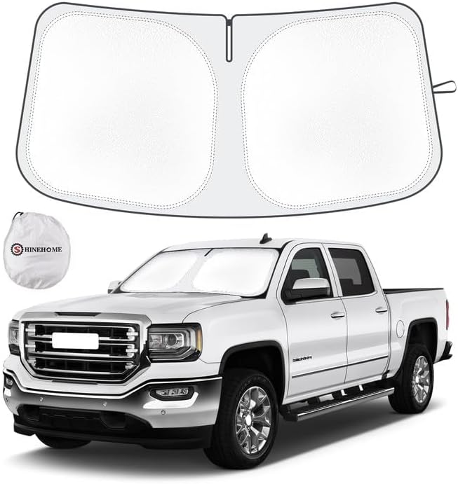 Car Sun Shade for 2019-2024 2025 2026 Chevy Silverado 1500 Windshield Sun Shade, Sun Visor Windshield Screen Cover for GMC Sierra Front Window Sunshade Foldable Auto Interior Accessories