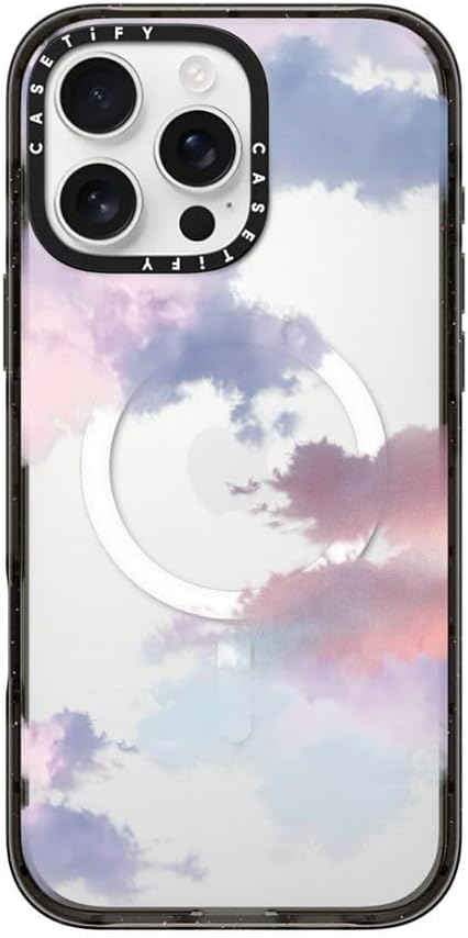 CASETiFY Impact Case for iPhone 16 Pro Max [Slim / 8.2 ft. 4X Military Grade Drop Protection/Compatible with Magsafe] - Clouds - Clear Black