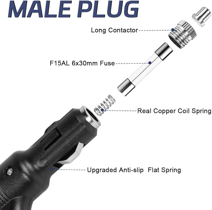 Car Cigarette Lighter Splitter, 12v Splitter Adapter for Car,Supports Fast Charging,1 to 2 Car Cigarette Lighter Splitter Power Charger Port, for 12/24 Volt Cars Vehicle,with on Off Switch