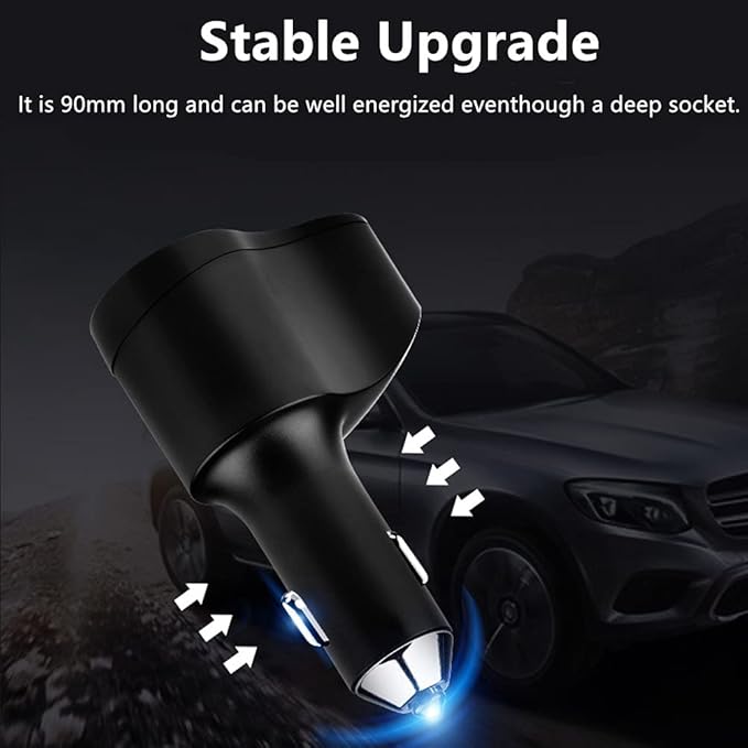 4 in 1 USB C Car Charger, 168W Multi USB Cigarette Lighter Adapter, Socket Splitter with 3 USB Ports, 12V/24V Dual USB Type C PD Fast Car Charger Adapter for iPhone 17/Air/16/15 Pro Max iPad GPS