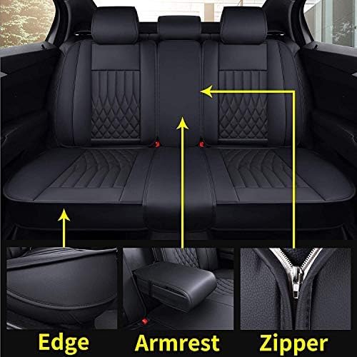 Aierxuan Rear Car Seat Covers Universal Fit for Honda Civic Accord CRV, Toyota Camry Prius Rav4 Corolla, Kia, Lexus, Nissan, Mazda, Jeep Cherokee and Most Cars, with Waterproof Leather (Black)
