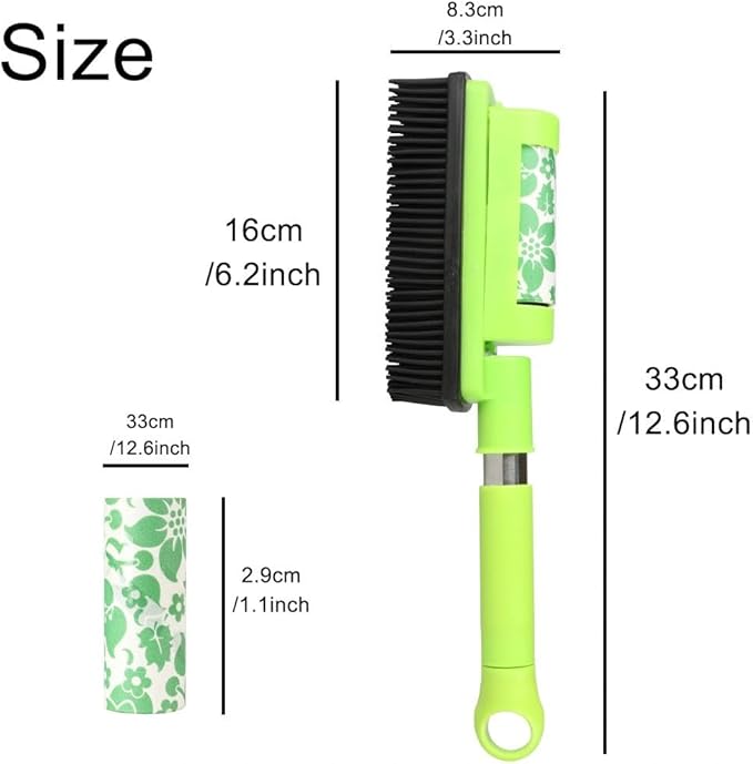 Rubber Pet Cat Dog Hair Removal Brush Lint & Hair Remover Brush,Silicone Lint and Debris Remover for Cleaning, Grooming and Fur Removal, Home, (Green)