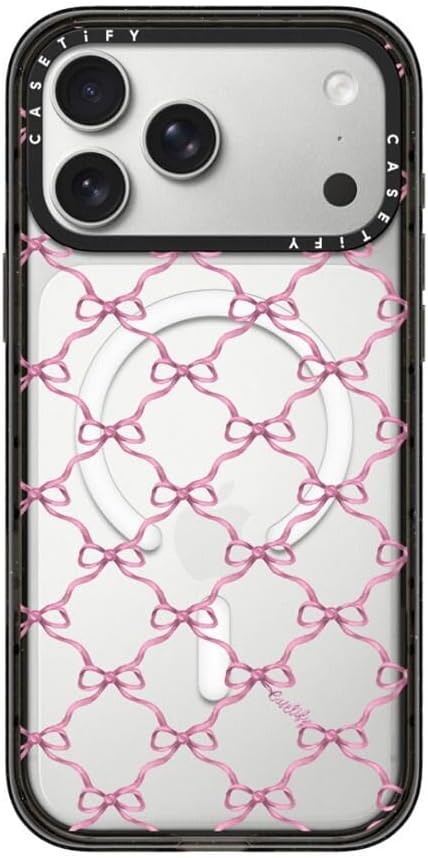 CASETiFY Impact iPhone 17 Pro Max Case [Slim/Compatible with Magsafe / 8.2 ft. 4X Military Grade Drop Protection] - Entwined in Ribbon - Clear Black