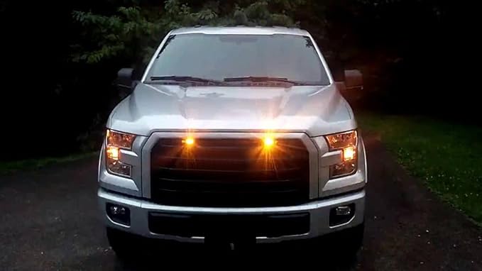 iJDMTOY Pair 12-Chipset High Power LED Surface Flush Mount Strobe Flash Lighting Kit Compatible with Jeep Car Truck SUV 4x4 Side Markers, Lights, Amber Color