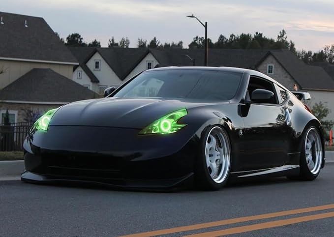 iJDMTOY 7-Color RGB LED Halo Ring Lighting Kit Compatible with 2009-2020 Nissan 370Z Projector Front Road Illuminating Light Retrofit w/Adjustable Setting