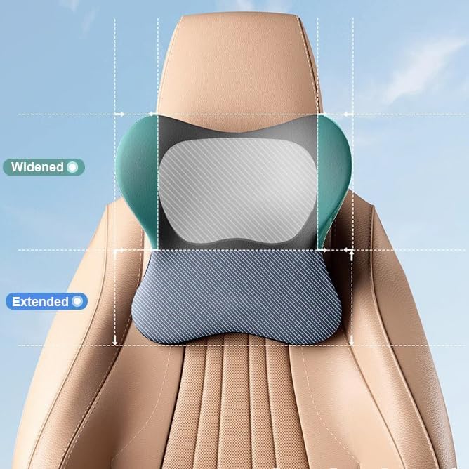 Car Headrest and Lumbar Support Cushion, Car Lumbar Support Pillow Car Neck Pillow Kit, Ergonomic Car Seat Headrest Pillow Lumbar Cushion with Adjustable Strap for Neck Back Pain Relief (Pink)
