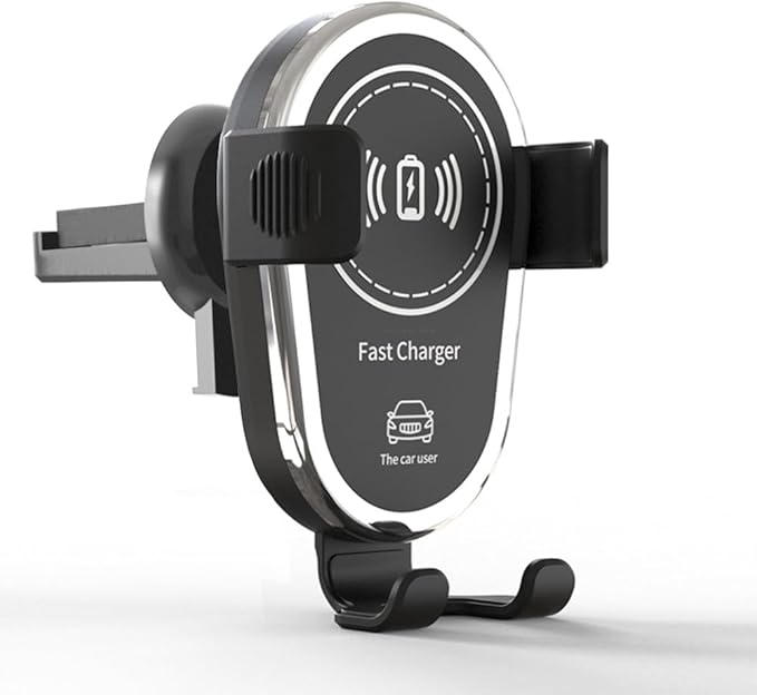 15W Fast Wireless Car Charger, Phone Holder, Auto-Clamping Air Vent Phone Charger for Car (Black)