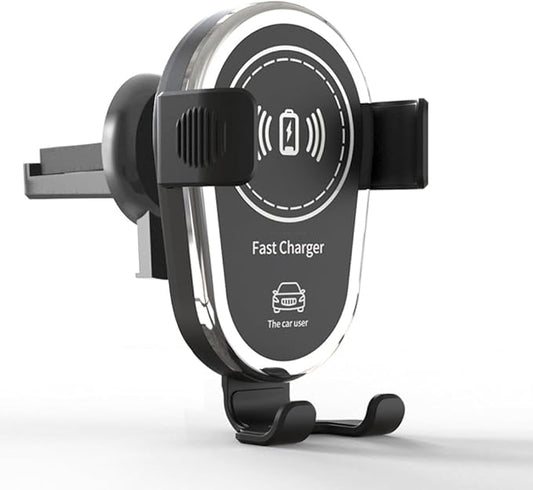 15W Fast Wireless Car Charger, Phone Holder, Auto-Clamping Air Vent Phone Charger for Car (Black)