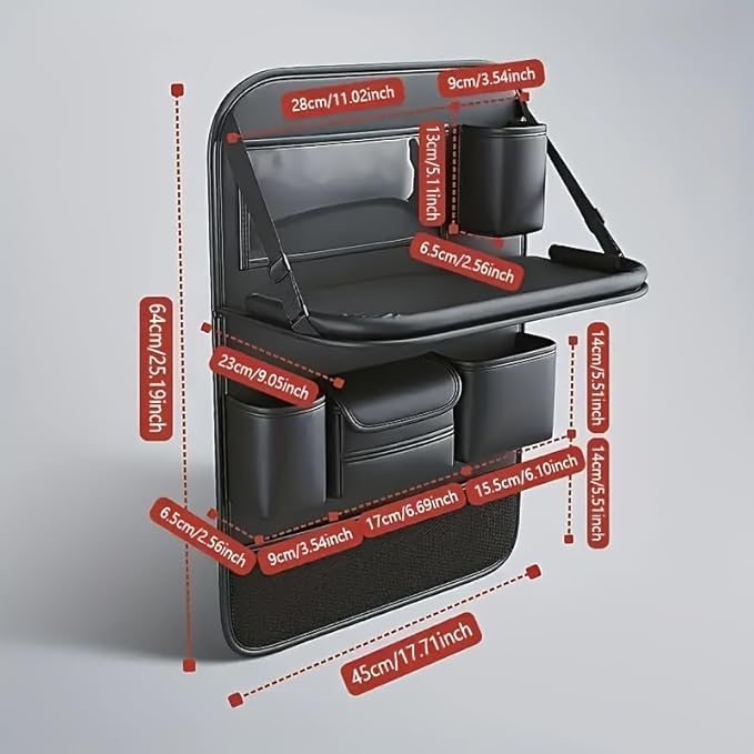 Car Backseat Organizer with Foldable Table Tray - Universal Auto Seat Back Organizer with Tablet Holder, Kick Mats Protector, Storage Pockets for SUV Sedan