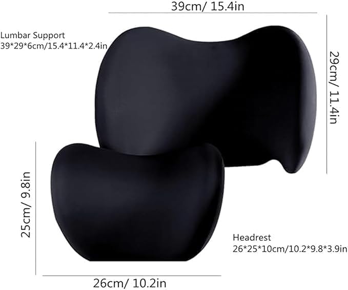 Car Lumbar Support Pillow Neck Pillow Set for Tesla Model 3 2017 2018 2019 2020 2021 2022 2023,Softness Cushion Neck Back Pain Relief Seat Accessories,Brown