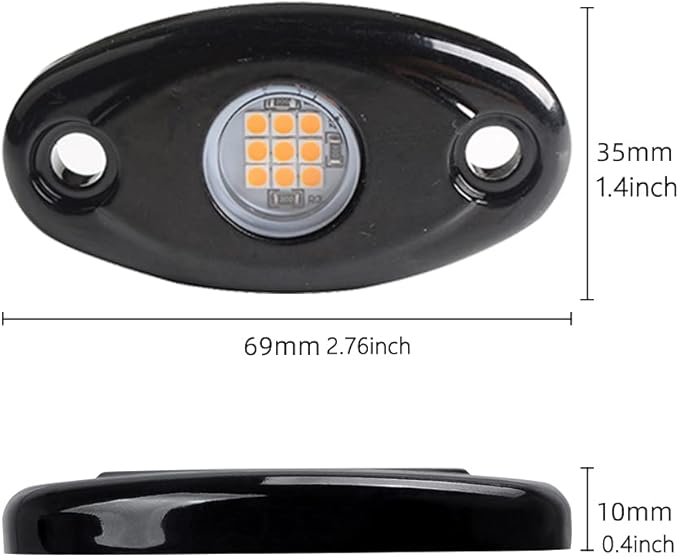 4Pods LED Rock Lights Amber Yellow LED Neon Underglow Light for Car Truck ATV UTV SUV Boat Underbody Glow Trail Rig Lamp