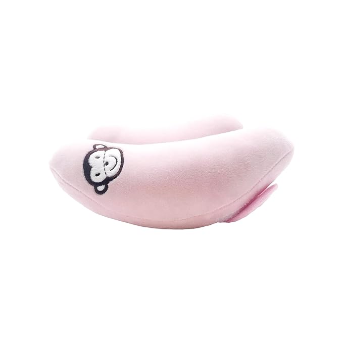 Adjustable Head Neck Pillow for Infant Car Seat, Portable Baby Travel Pillow for Stroller, Banana Shape Headrest Support Pillow, Comfortble Toddler Neck Pillow for Pushchair,Swing, Light Pink