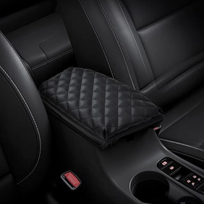 KMMOTORS Center Console Cover Compatible with Kia NIRO – Armrest Cushion & Console Protector for 2017, 2018, 2019, 2020, 2021, 2022 (Black)