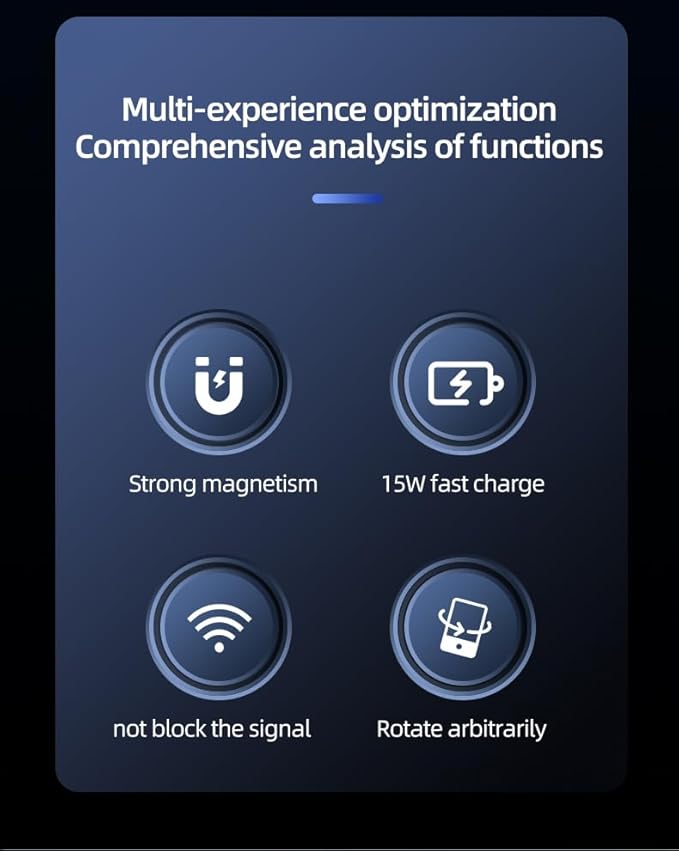 Car Phone Mount – 15W Magnetic Wireless Charger for 12-15 Series, Reliable and Efficient Wireless Charging Phone Holder (White with Blue Light)