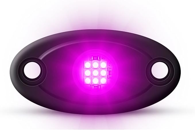12 Pods Purple LED Rock Lights Neon Underglow Lamp for Car Truck ATV SUV Under Body Glow Light Taillights for Vehicles