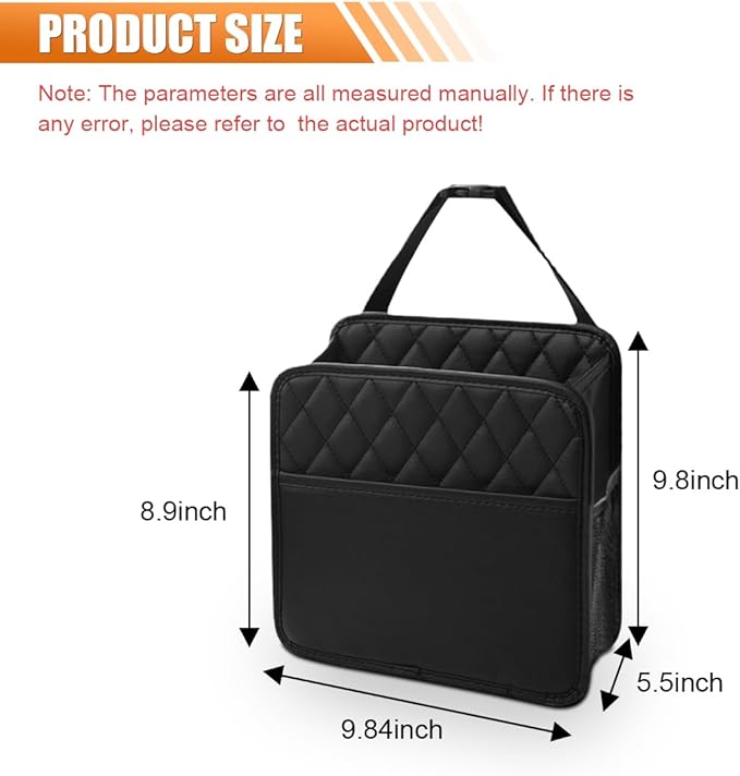 LAINLOY Foldable Car Seat Back Organizer, Large Capacity Hanging Car Backseat Storage Bag with Cup Holders, PU Leather Waterproof Car Trash Bag Can, Car Travel Accessories for Most Vehicles (2)