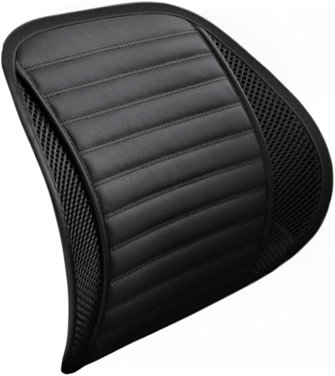 Premium Car Interior Back Support - Versatile Lumbar Cushion for Driver Seat with Breathable Fabric and Adjustable Strap. (1, Black)