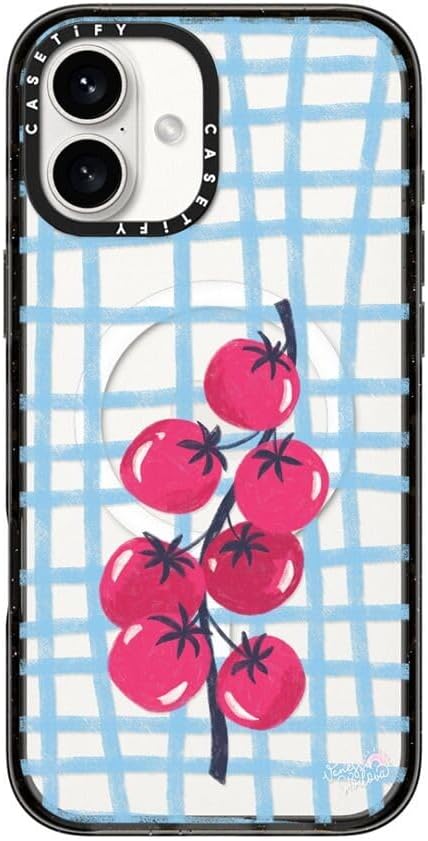 CASETiFY Impact Case for iPhone 16 Plus [8.2ft 4X Military Grade Drop Protection/Compatible with Magsafe] - Tomatoes - Clear Black