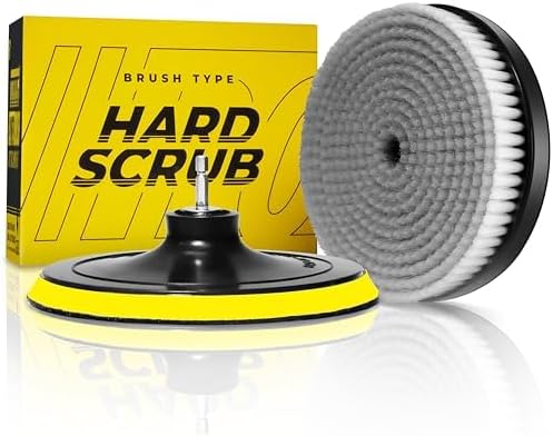 VViViD Drill Backing Plate + Power Scrub Brush Attachment, 150mm Diameter Large Surface Area, Hard Bristles for Heavy Grime on Hard Surfaces
