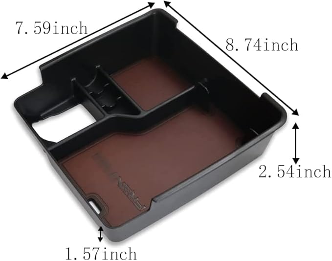 Muslogy for 2022+ Frontier Accessories Center Console Organizer Insert Tray Storage Box Armrest Organizer Compatible with Frontier 2022 2023 2024 2025 2026(Brown Leather)