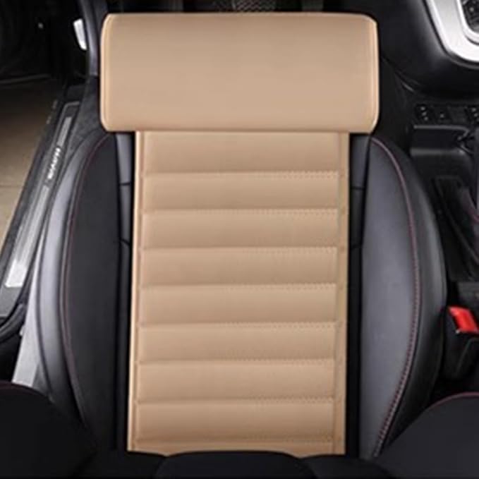 Leather Car Seat Extender Cushion,Car Leg Extender Leg Support Pillow Universal Car Seat Leg Pad,Comfortable Leg Rest Extended Cushion Mat for Car Bus Train Home Office (Beige)