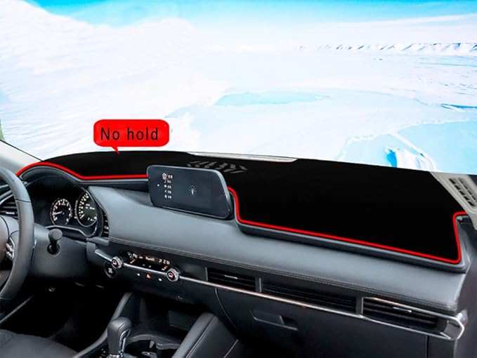 Beerte Black Car Dashboard Center Console Cover Fit for Mazda 3 Sedan&Hatchback 2019 2020 2021 Protector Sunshield Cover Dash Mat Pad (Flannel)