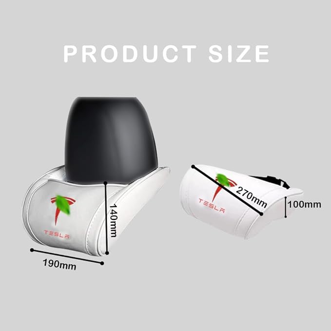 Car Headrest Neck Pillow Support Ergonomic, with Valve Stem Covers Accessory for Driving Seat Fatigue Relief Compatible with Model S X 3 Y & Cybertruck - 1 Piece