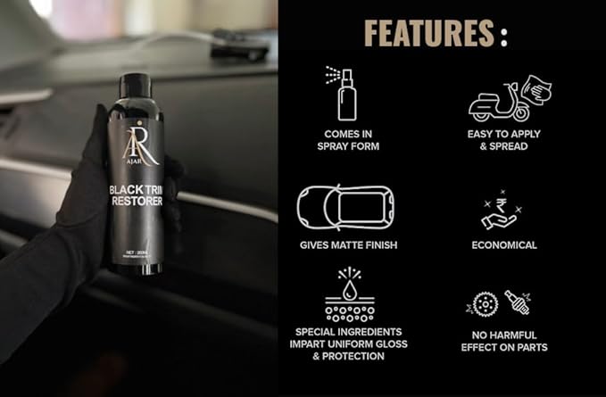 Plastic & Tire Trim Restorer – Shine & Protect Faded Car Trim – Conceals Scratches, UV Resistant, Lasts 8+ Months – 6.7 Fl Oz