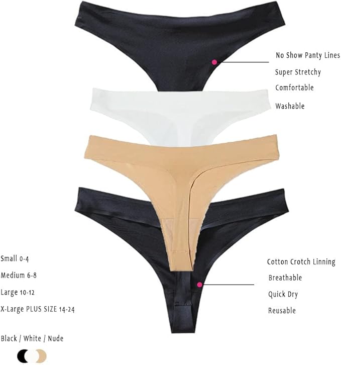 4in1 Essential Hygiene Kit Includes Seamless Thong Underwear, Fresh Wipe & Panty Liner - Accidents Travel Toiletry Kit On-the-Go Period Kit